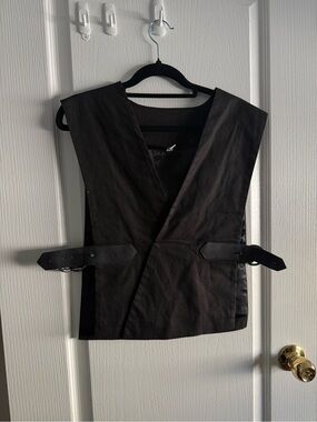 Black Women's Wrap Vest with Belted Sides